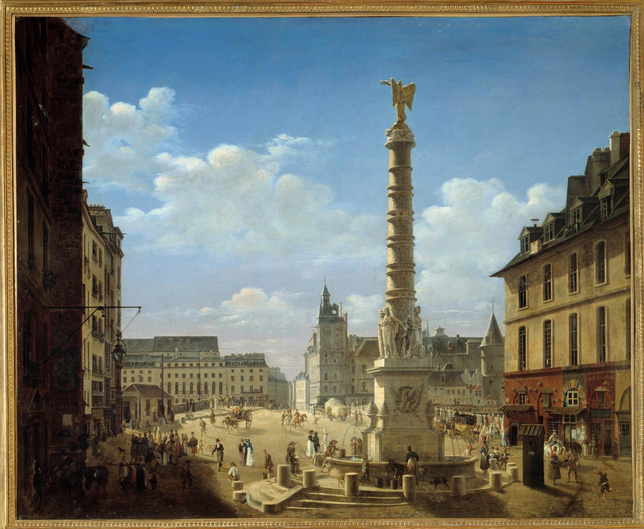 Het plein en de fontein van Chatelet. Schilderij door Etienne Bouhot. 1810. Parijs, Musée Carnavalet door Etienne Bouhot