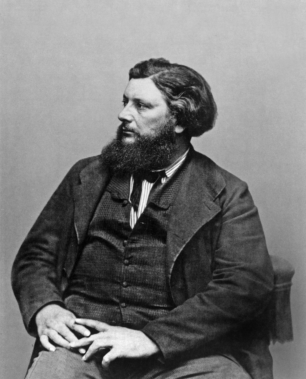 Gustave Courbet (1819-1877) Franse schilder, ca. 1865, foto Etienne Carjat door Etienne Carjat
