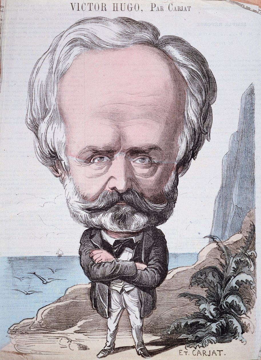 Victor Hugo (1802-85) op Jersey-rots, 1867 door Etienne Carjat