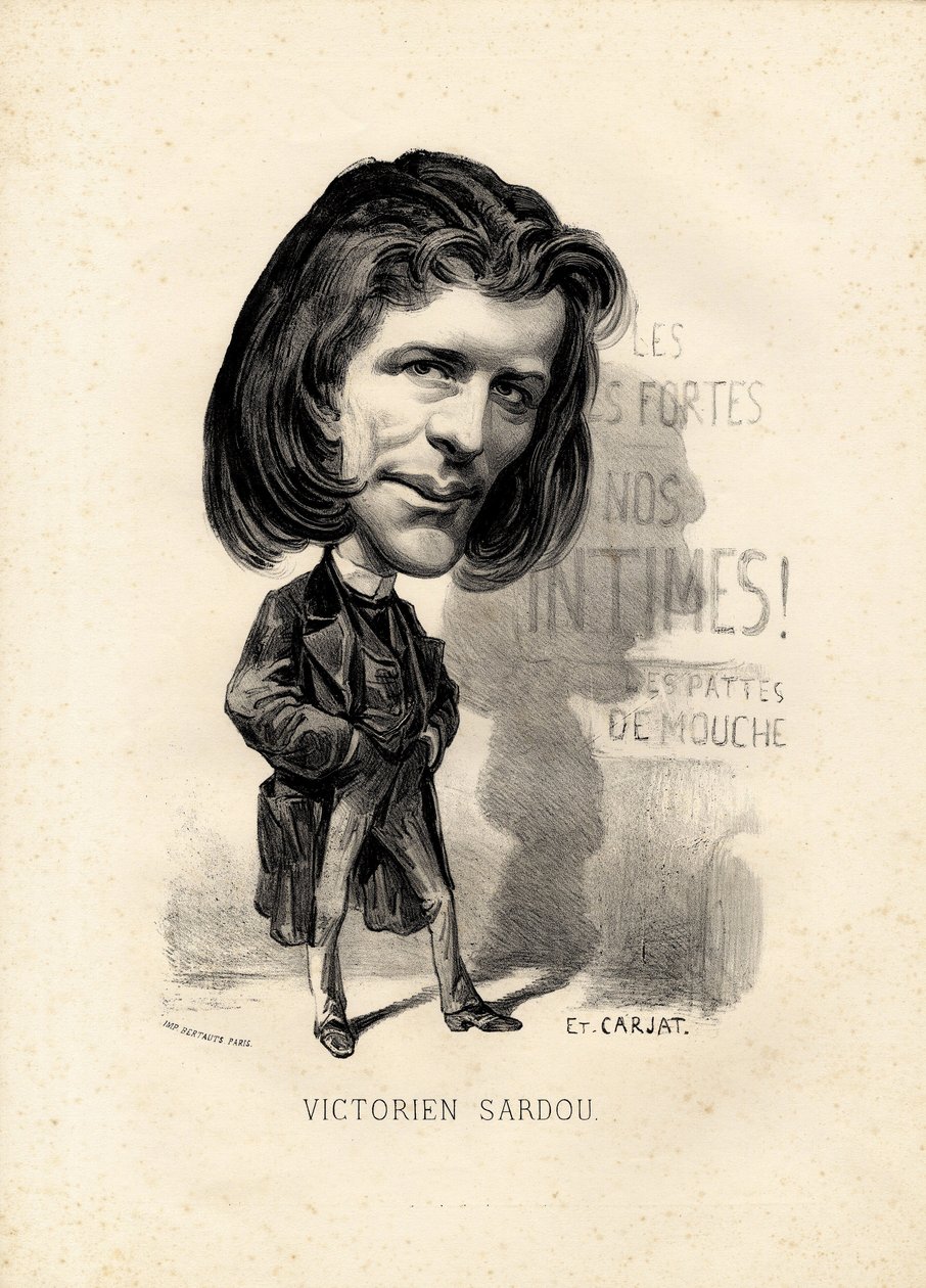 Vliegend blad - Illustratie door Etienne Carjat (1826-1906): Literatuur - Victorien Sardou (1831-1908) door Etienne Carjat