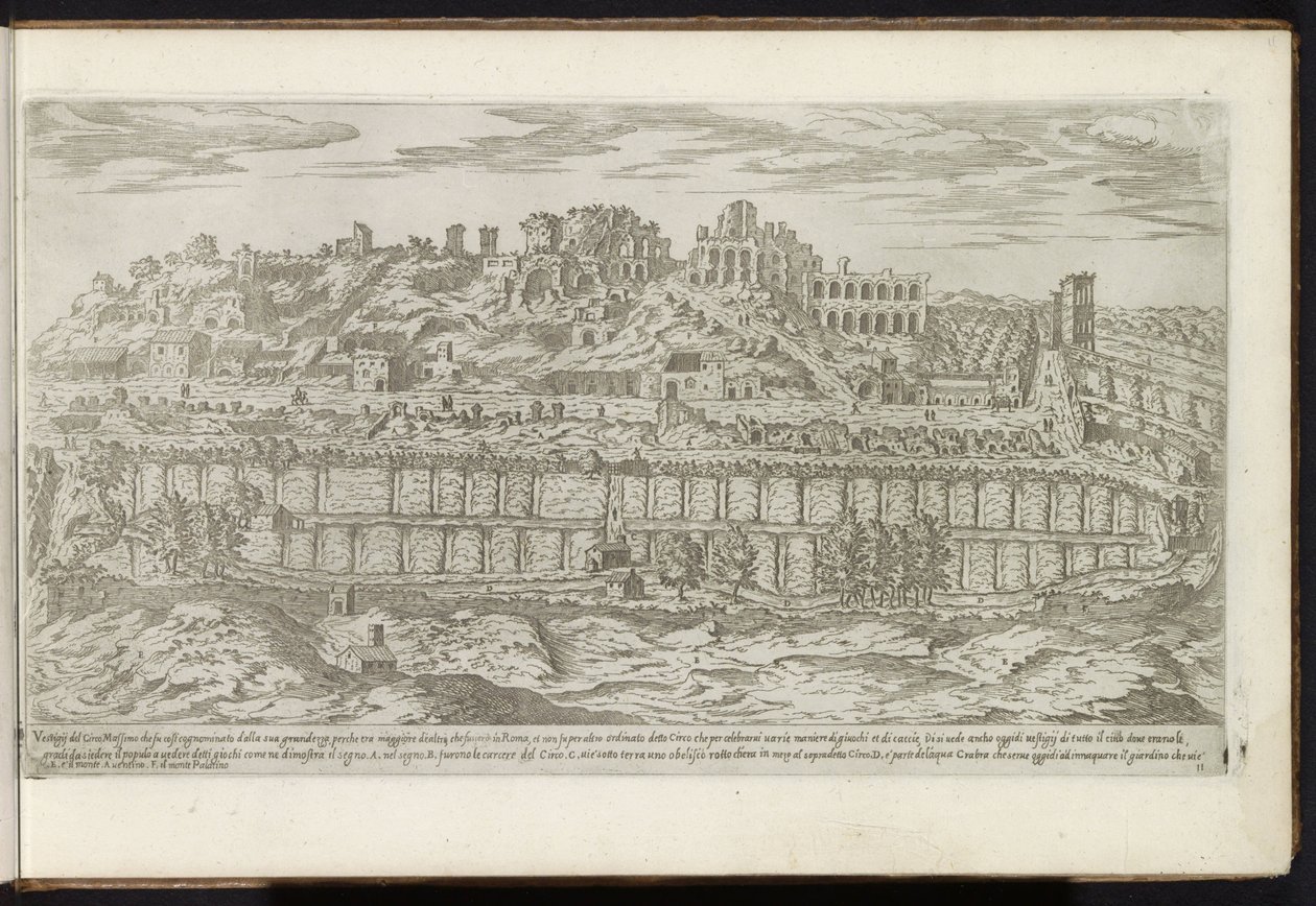 Palatijn en het Circus Maximus te Rome door Etienne Duperac