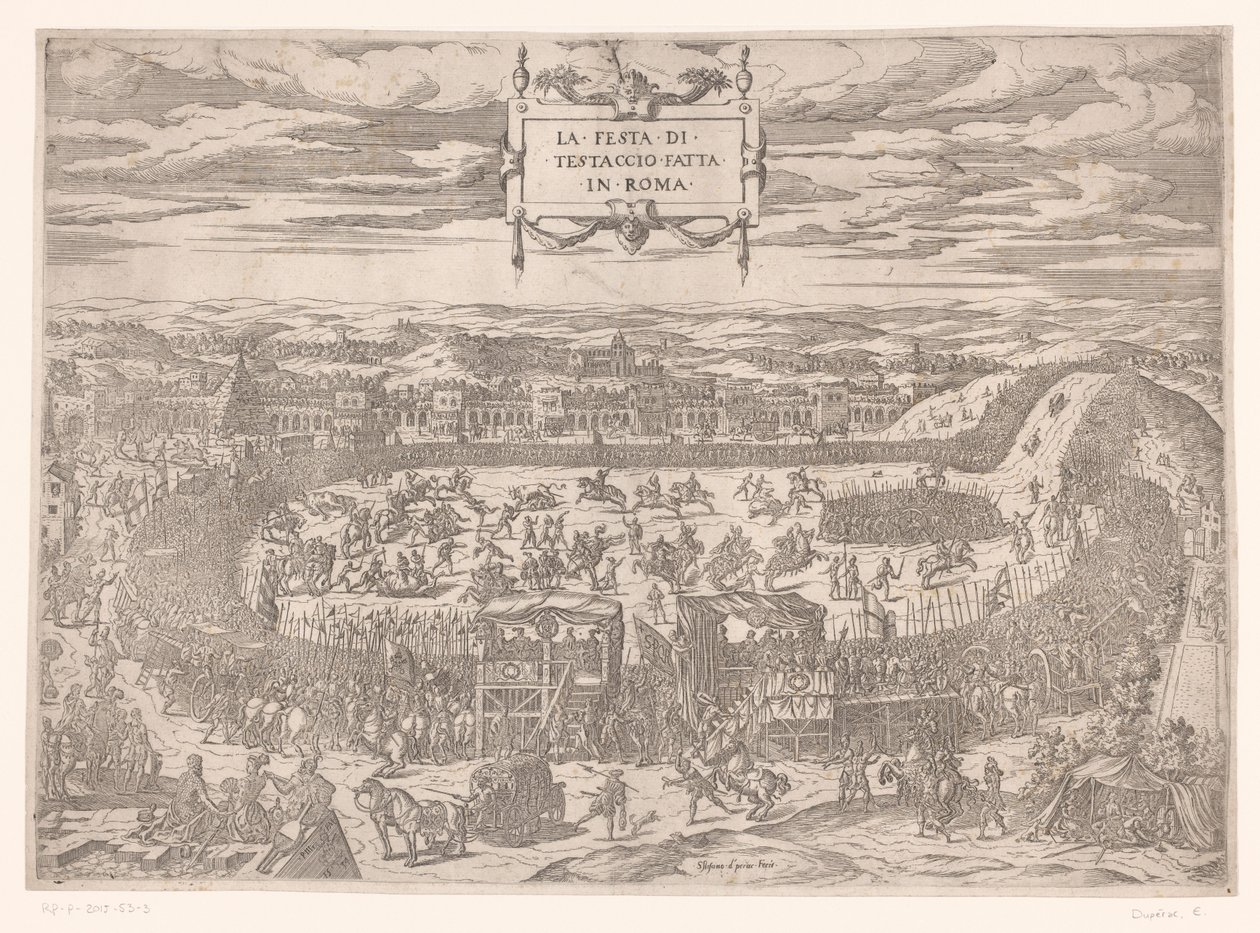Pauselijk feest op de Testaccio in Rome in 1534 door Etienne Duperac
