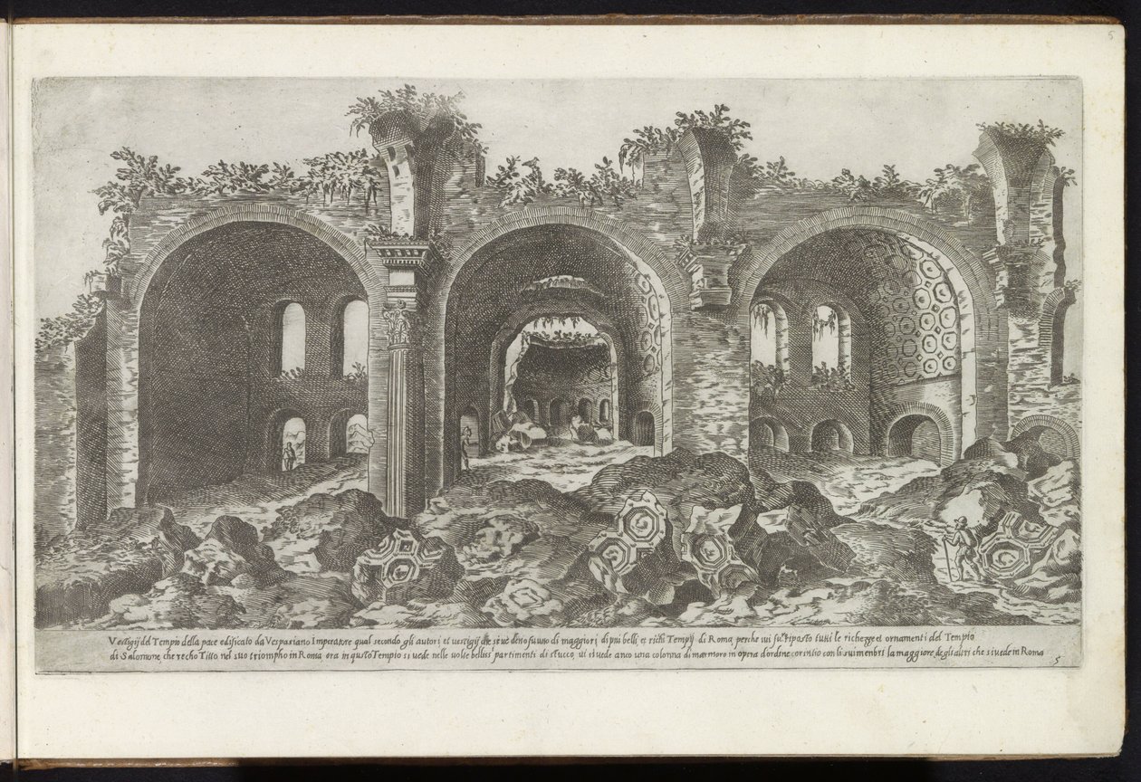 Resten van de Basilica van Maxentius te Rome door Etienne Duperac