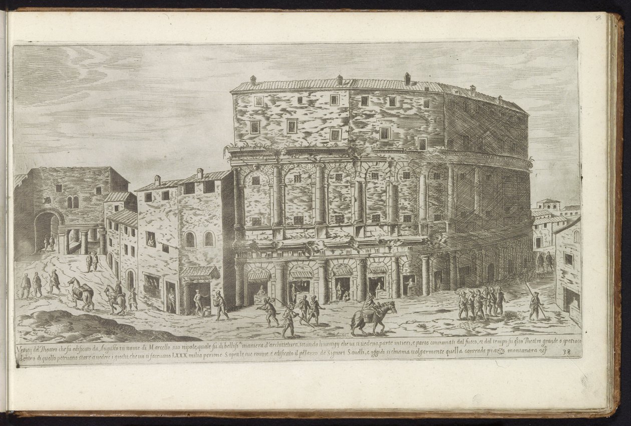 Theater van Marcellus te Rome door Etienne Duperac
