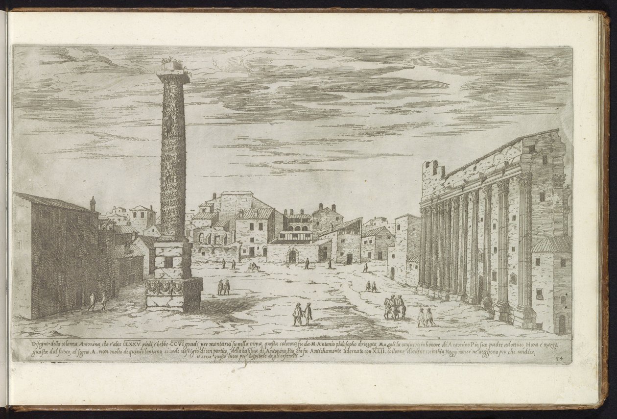 Zuil van Antoninus Pius te Rome door Etienne Duperac