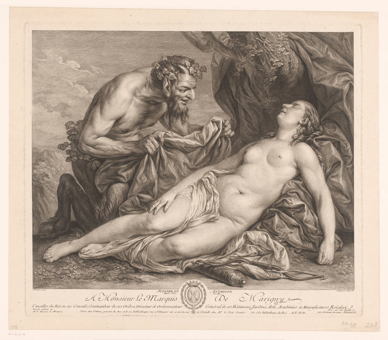 Jupiter en Antiope door Etienne Fessard