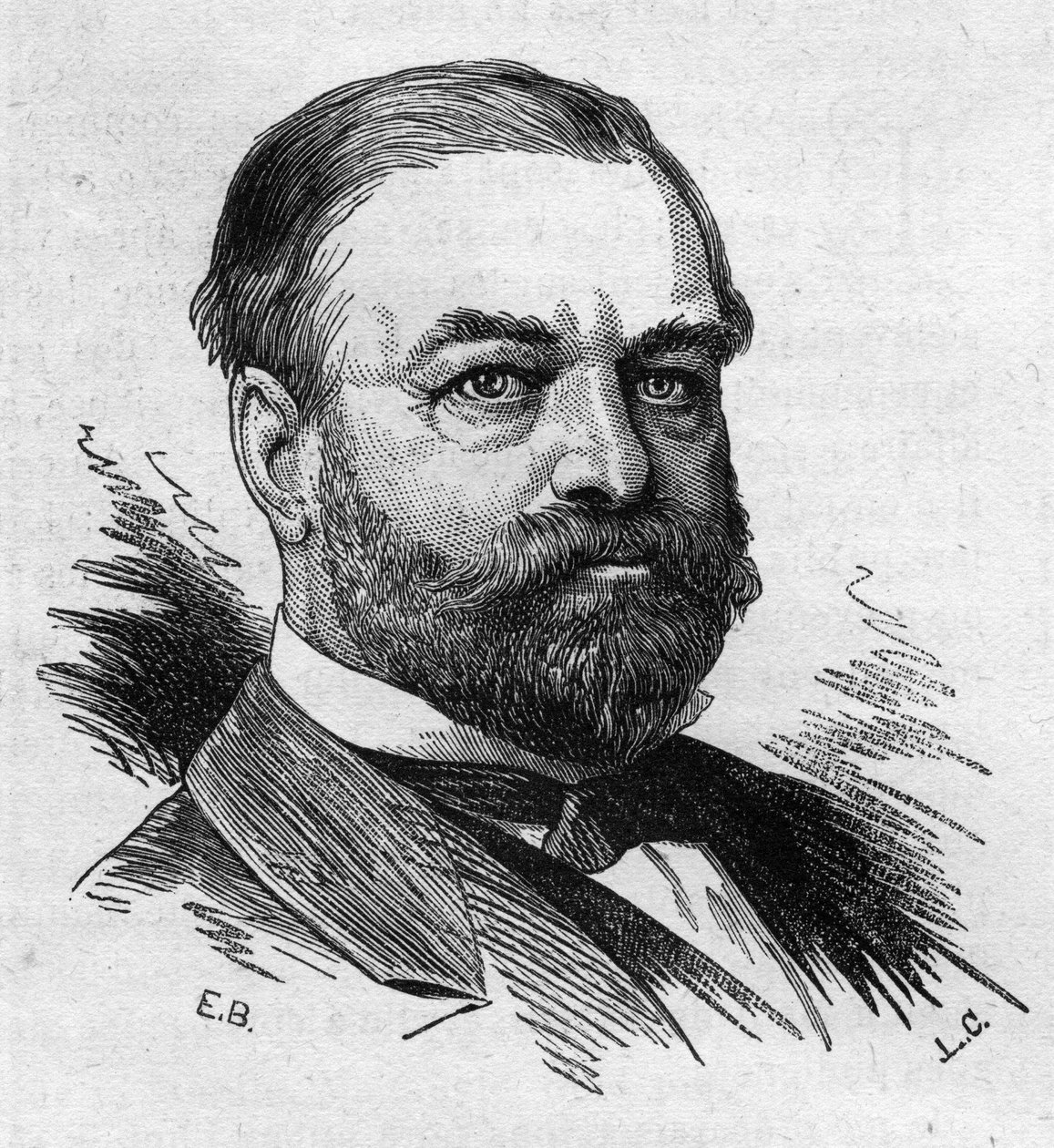 Portret van Adolphe Cochery, Franse politicus. Gravure door Bocour in "Le Monde Illustré" nr. 1287 van 26 november door Etienne Gabriel Bocourt