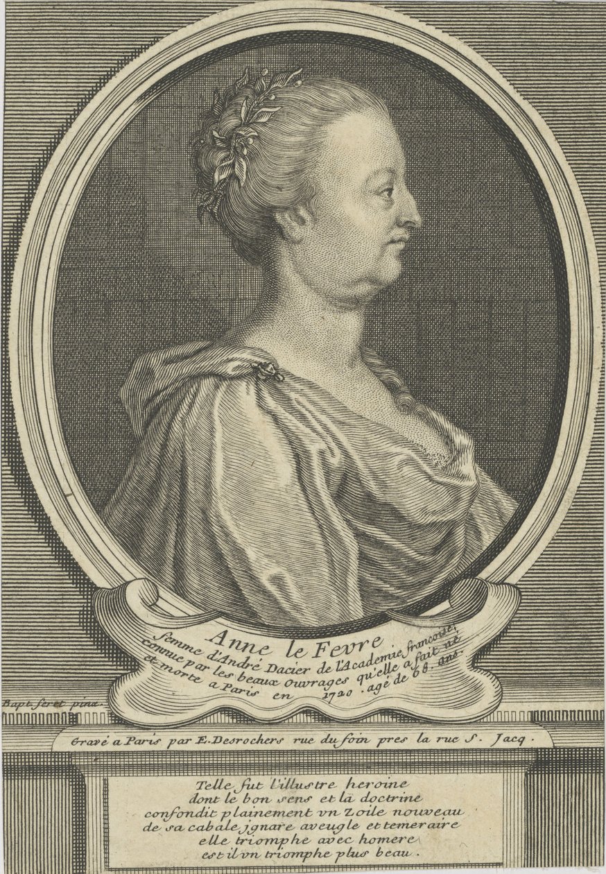 Portret van Anne Dacier née Le Fèvre 1647-1720 door Etienne Jehandier Desrochers