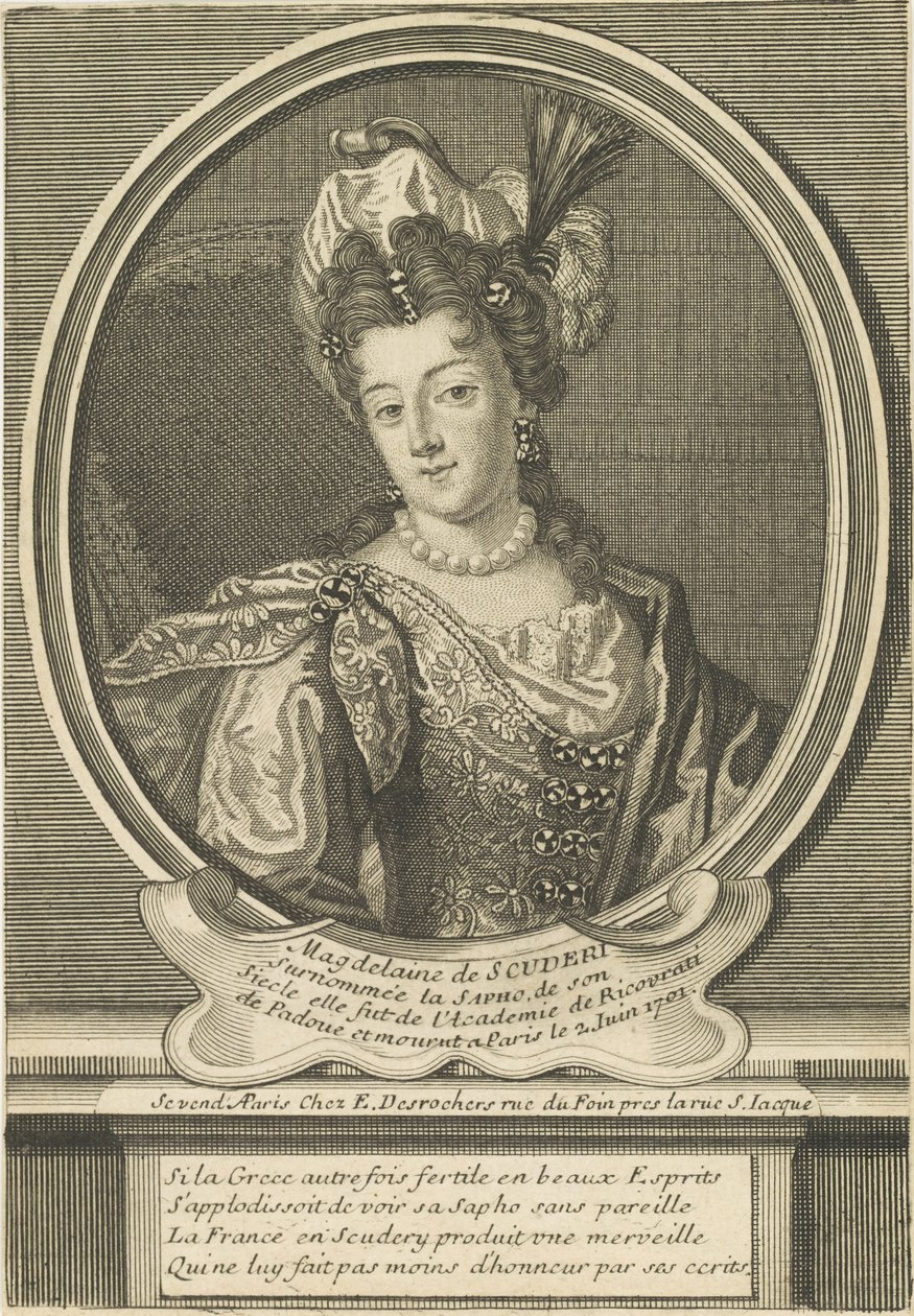 Portret van Madeleine de Scudéry 1607-1701, ca. 1710 door Etienne Jehandier Desrochers