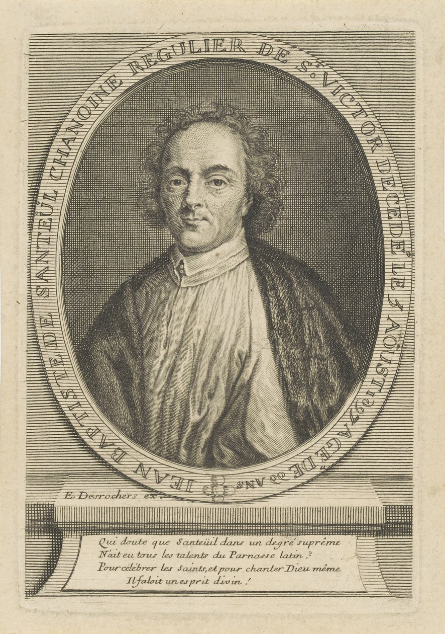Portret van de dichter Jean-Baptiste de Santeul 1630-1697, ca. 1700 door Etienne Jehandier Desrochers