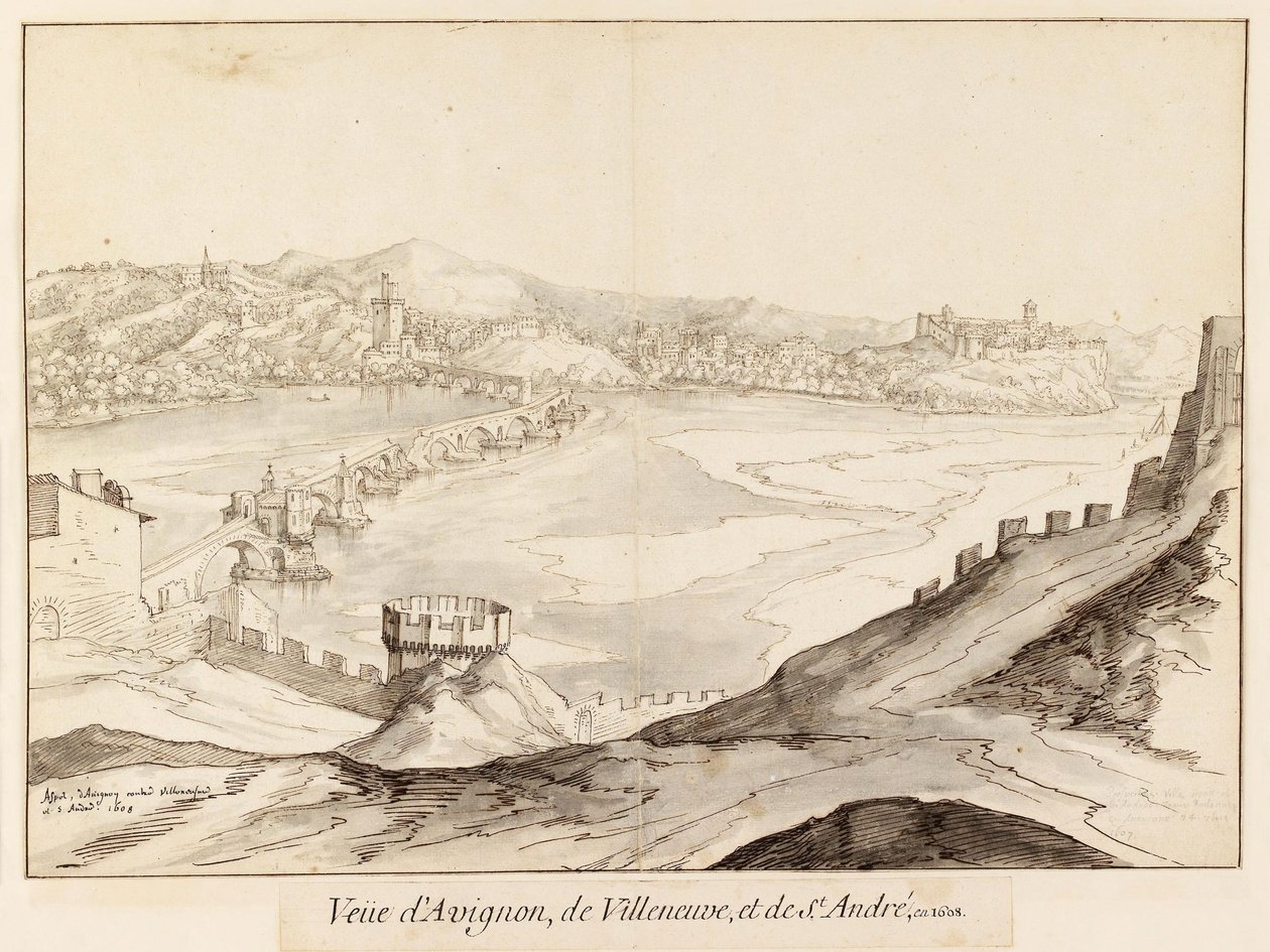 Martellage 1608 Pont Saint Benezet door Etienne Martellange