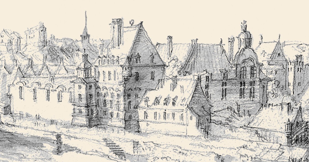 Martellange, Gezicht op Parijs 1620 - Ashmolean Museum (detail met Hôtel de Nevers) (aangepast) door Etienne Martellange
