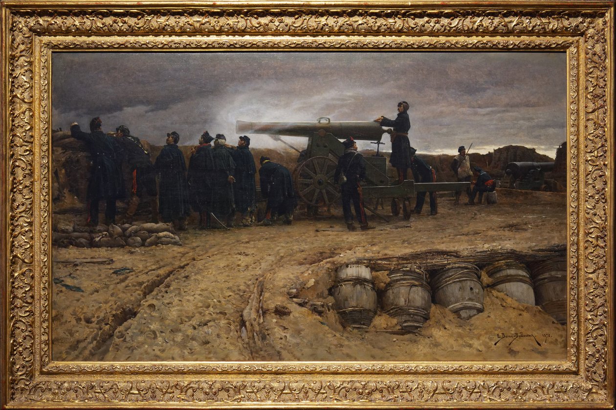 Frans zwaar artilleriestuk bij het beleg van Parijs, 1872 door Etienne Prosper Berne Bellecour