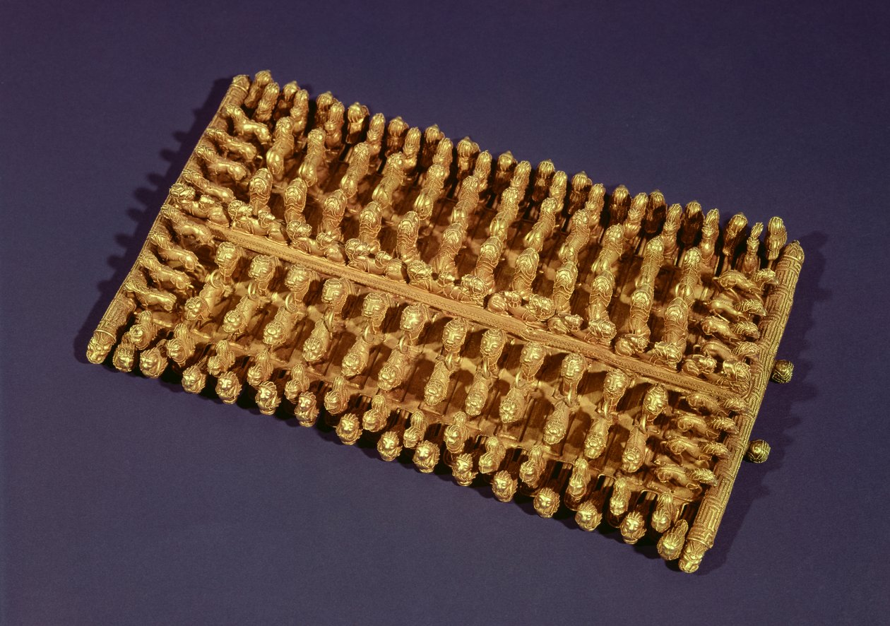 Rechthoekige fibula, uit het Barberini Graf (goud) door Etruscan