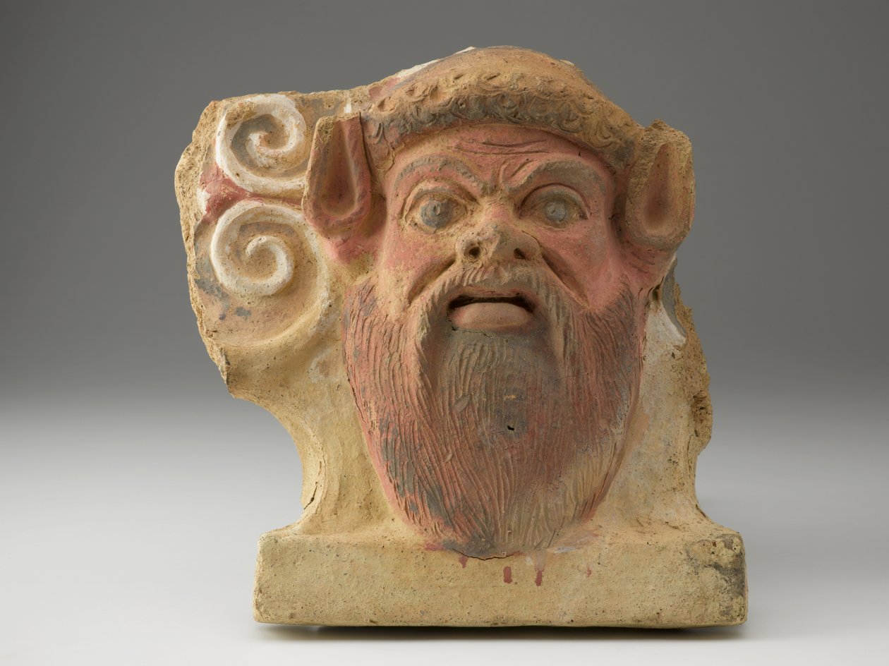 Antefix in de vorm van een satershoofd door Etruscan