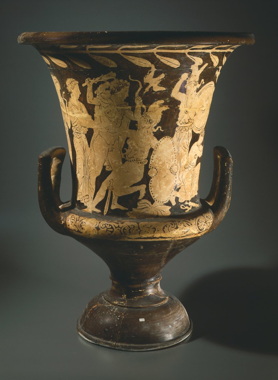 Calyx-krater (grote vaas). Roodfigurige keramiek uit Perugia (Umbrië). Etruskische beschaving, 4e eeuw v.Chr. door Etruscan