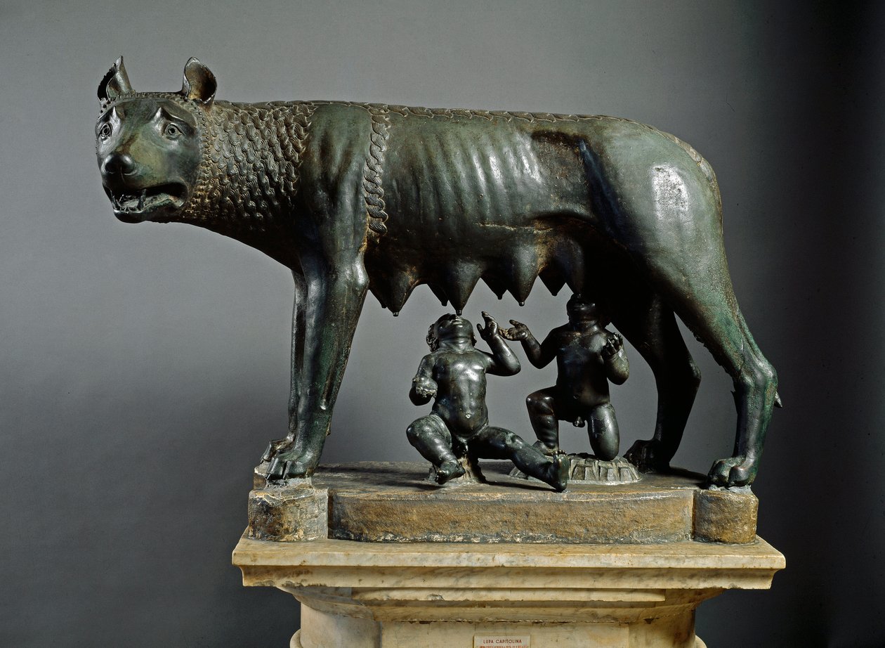 Capitolijnse Wolf, beeldhouwwerk van Etruskische oorsprong uit 500 v.Chr. (brons) door Etruscan