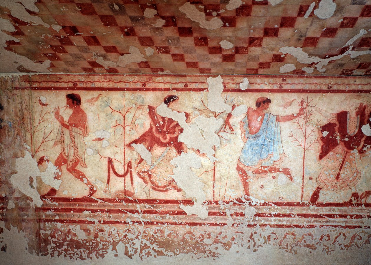 Dansers en muzikanten tijdens een banket door Etruscan