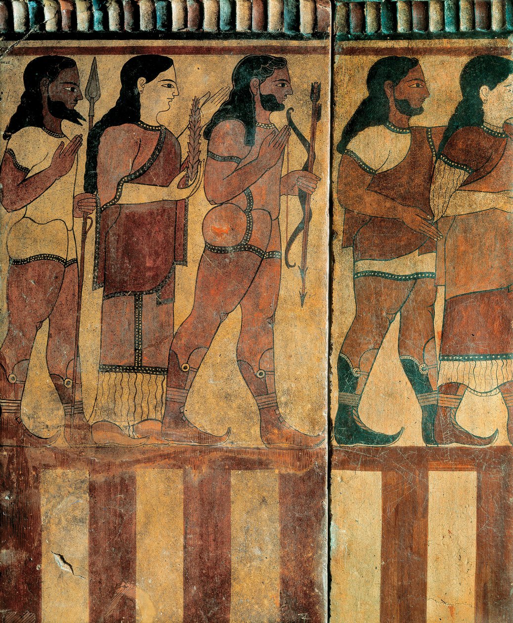 Etruskische beschaving - "plaque Campana" die een processie voorstelt uit de Banditaccia Necropolis, Cerveteri, Rome, 550-520 v.Chr. door Etruscan
