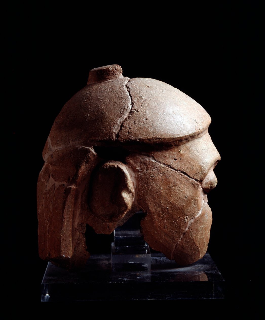 Etruskische beschaving: terracotta helmhoofd van de Antenanti-groep uit Murlo, Poggio Civitate, Italië - 580-570 v.Chr. door Etruscan
