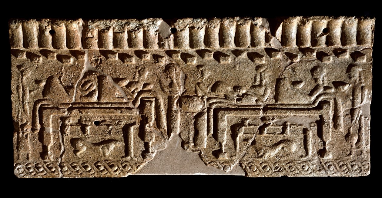 Terracotta fries met een banketscène, 580 v.Chr. door Etruscan
