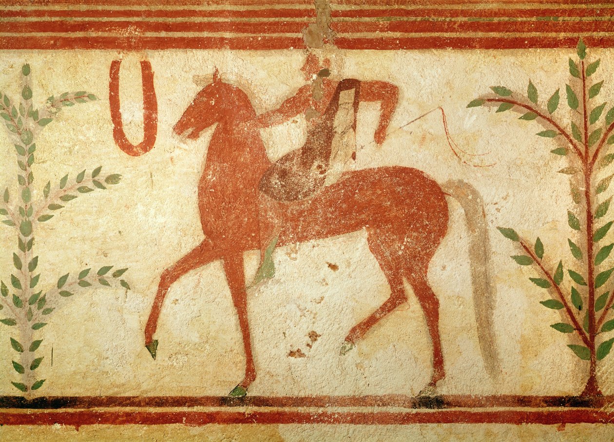 Ruiter, rechterkant, uit het graf van de Baron, c.500 v.Chr. door Etruscan