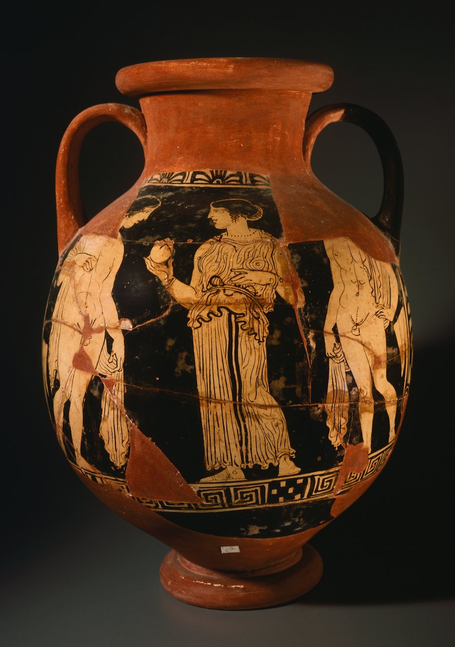 Pelike met meisje dat een granaatappel presenteert (gereconstrueerd) door Etruscan