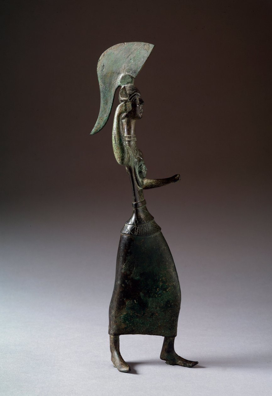 De Etruskische godin Menerva (Menrva) - Bronzen beeld, 440-420 v.Chr. door Etruscan