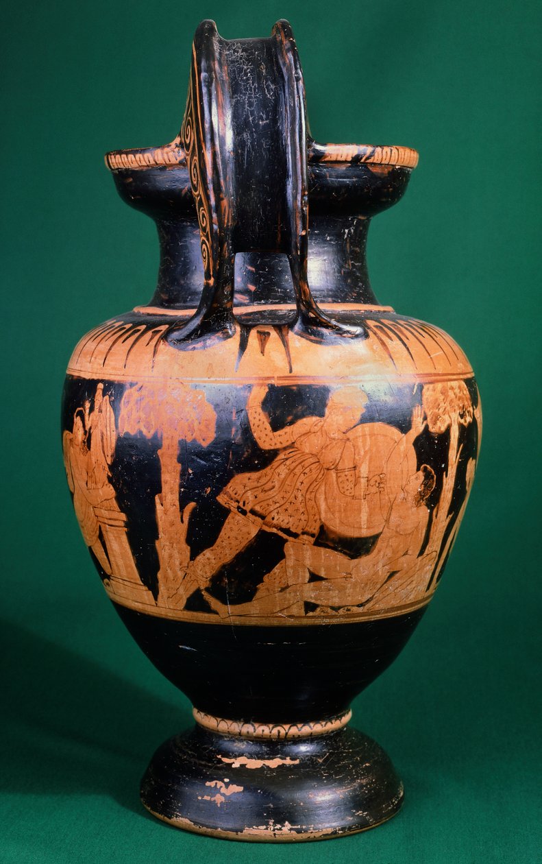 Volutekrater door de Schilder van Mainz, met een strijd tussen een krijger en een amazone door Etruscan