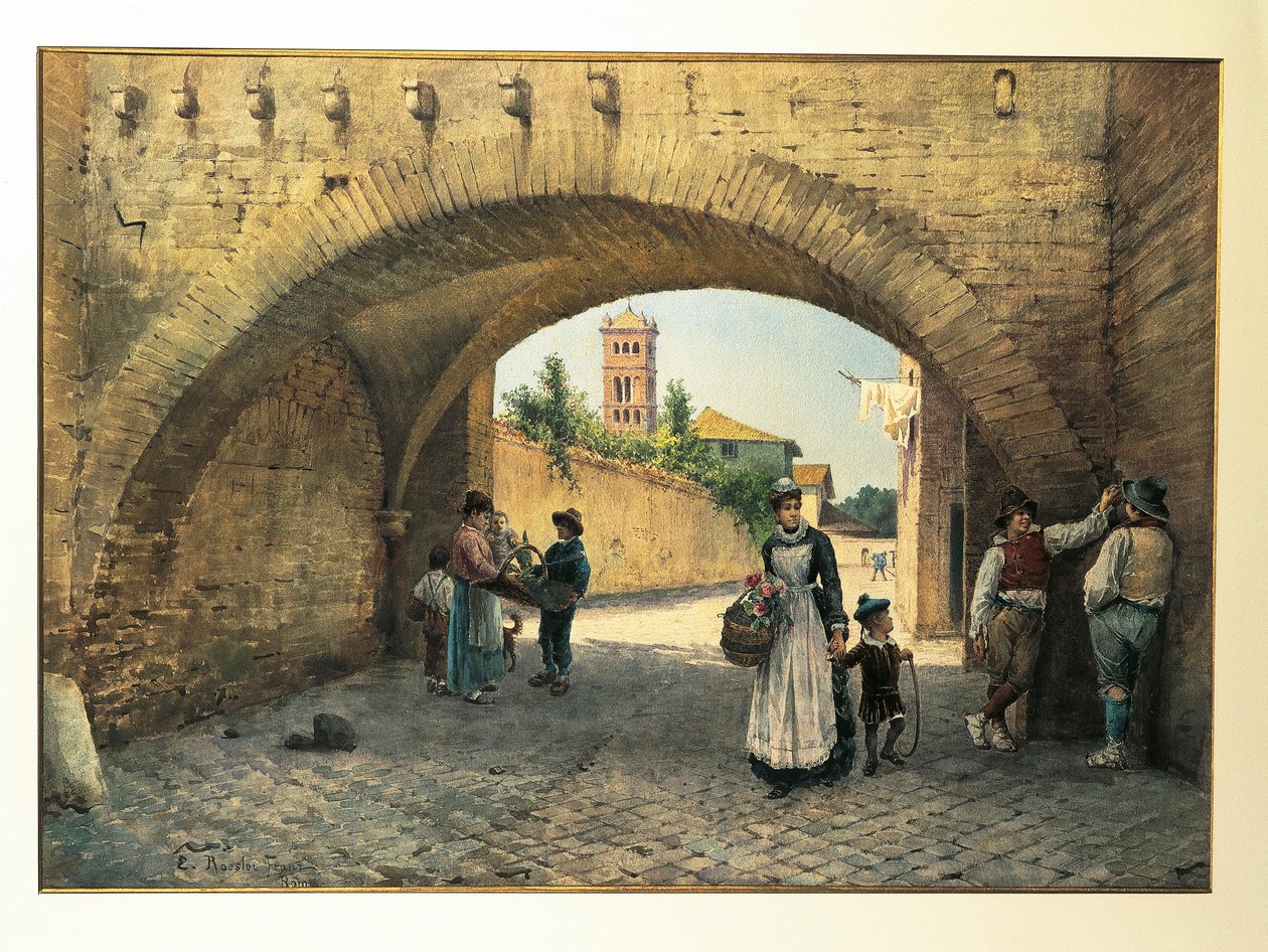 Italië, Rome, Boog van Tolomei door Ettore Roesler Franz