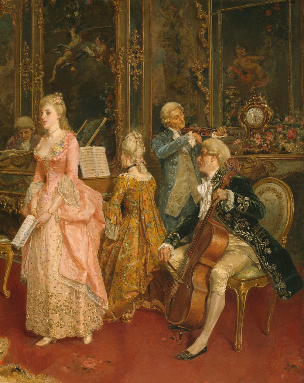 Concert ten tijde van Mozart, 1853 (detail) door Ettore Simonetti