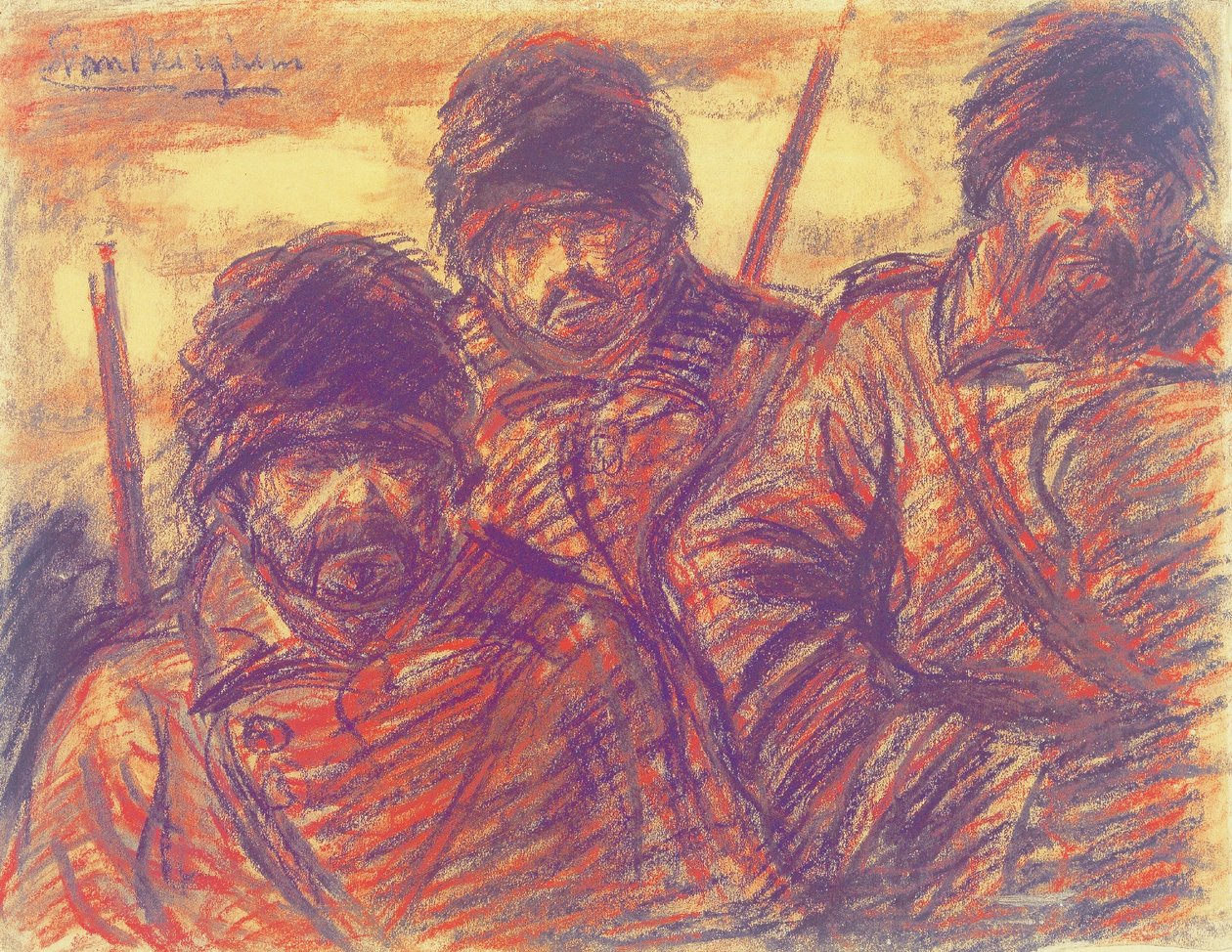 Drei russische Soldaten door Eugeen van Mieghem