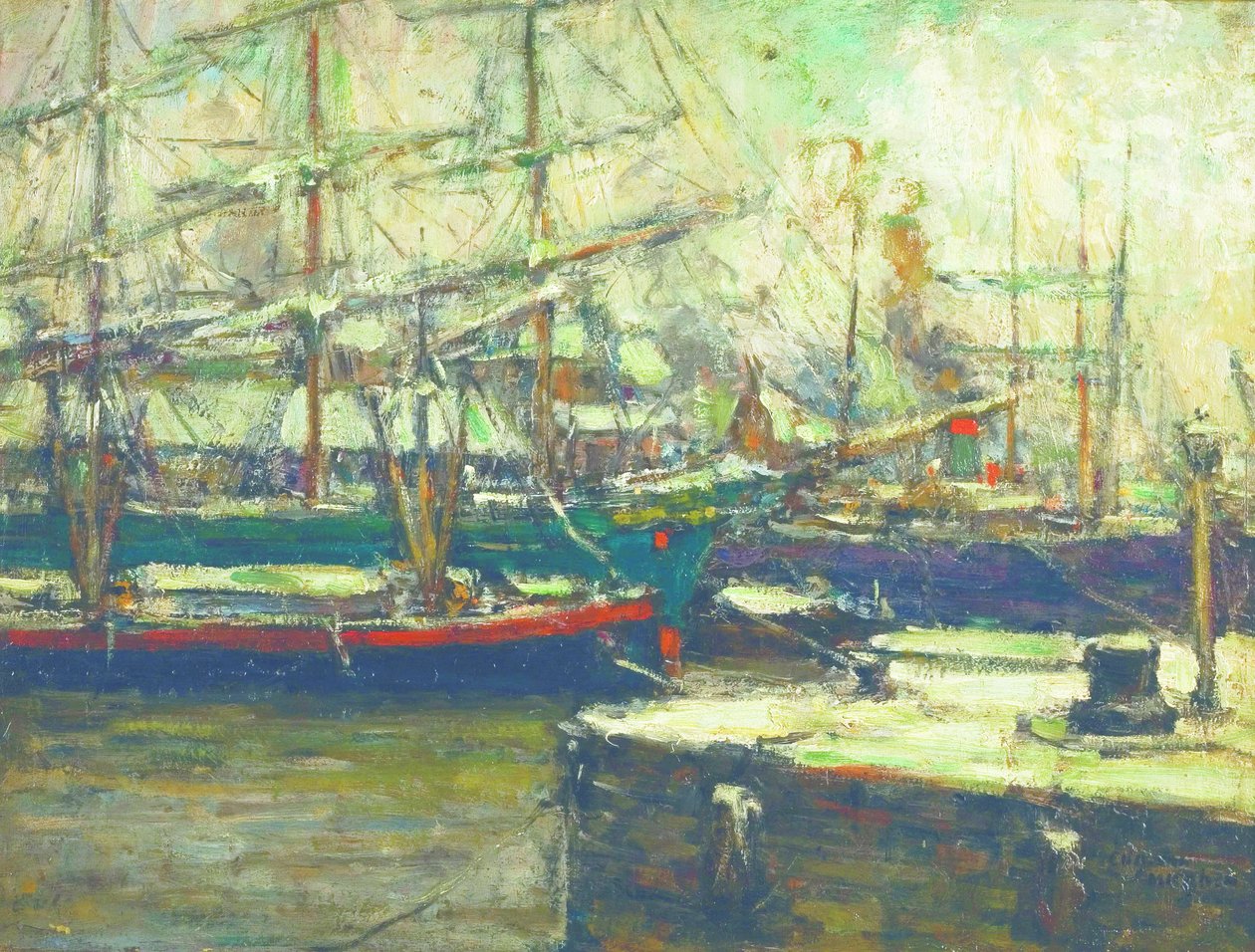 Winter in de haven door Eugeen van Mieghem