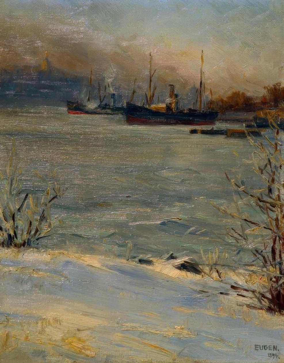 Stoomboot bij Beckholmen, Stockholm door Eugen Prinz von Schweden