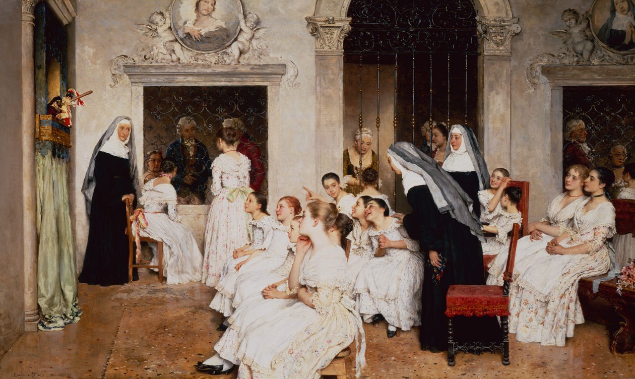Kloosterscène in Venetië door Eugen von Blaas