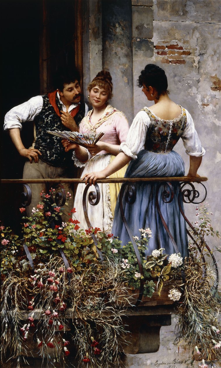 Op het balkon door Eugen von Blaas