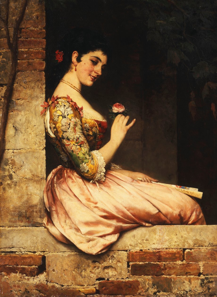 De roze roos door Eugen von Blaas