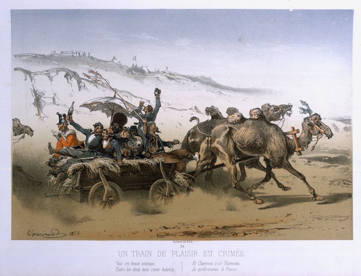 Een plezierwagen op de Krim, uitgegeven door Wild 1854-55 door Eugene Charles Francois Guerard