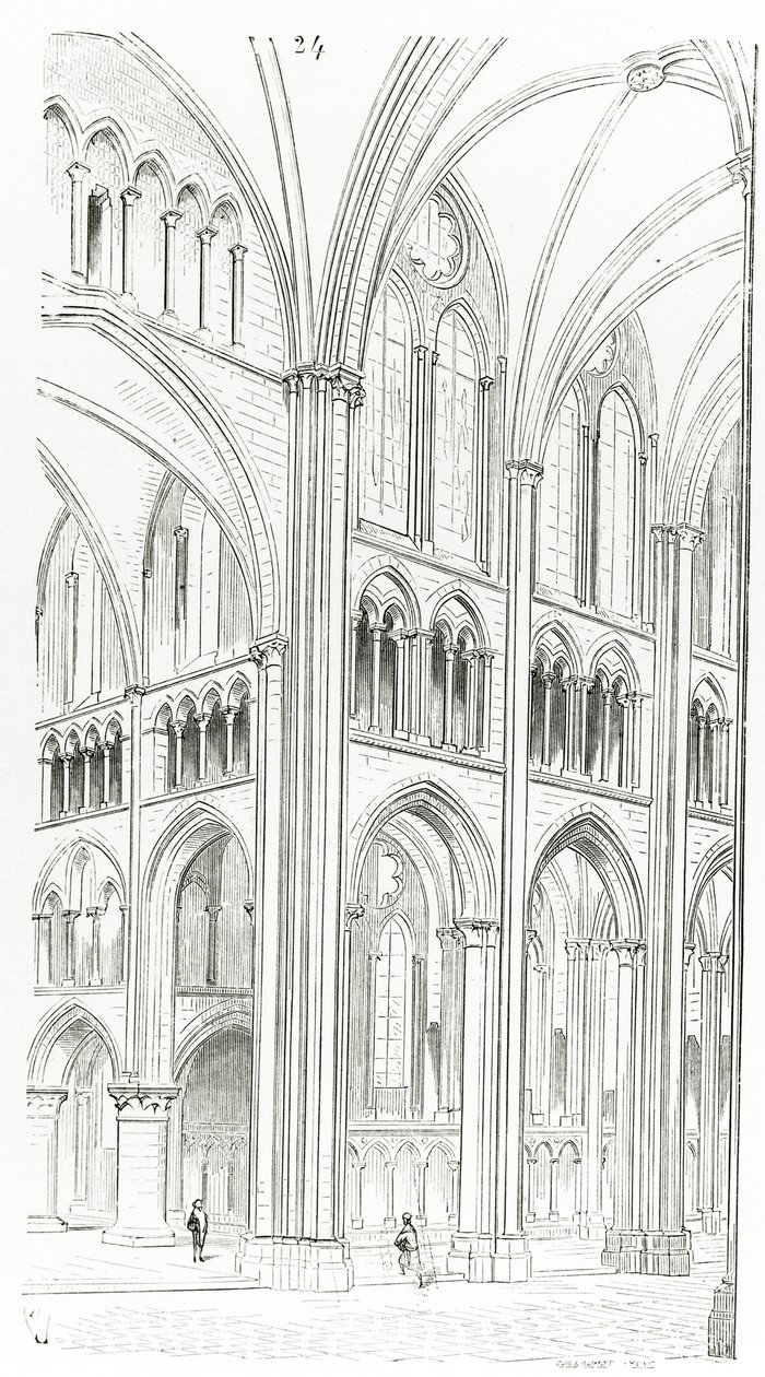 Interieur van de Cluny Kathedraal door Eugene Emmanuel Viollet-le-Duc