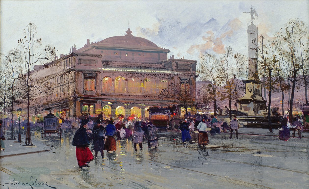 Place du Chatelet door Eugene Galien Laloue