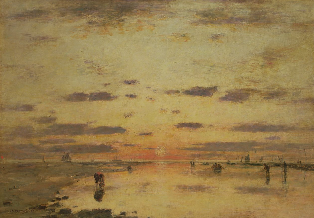 Laagwater en Zonsondergang, 1885 door Eugene Louis Boudin