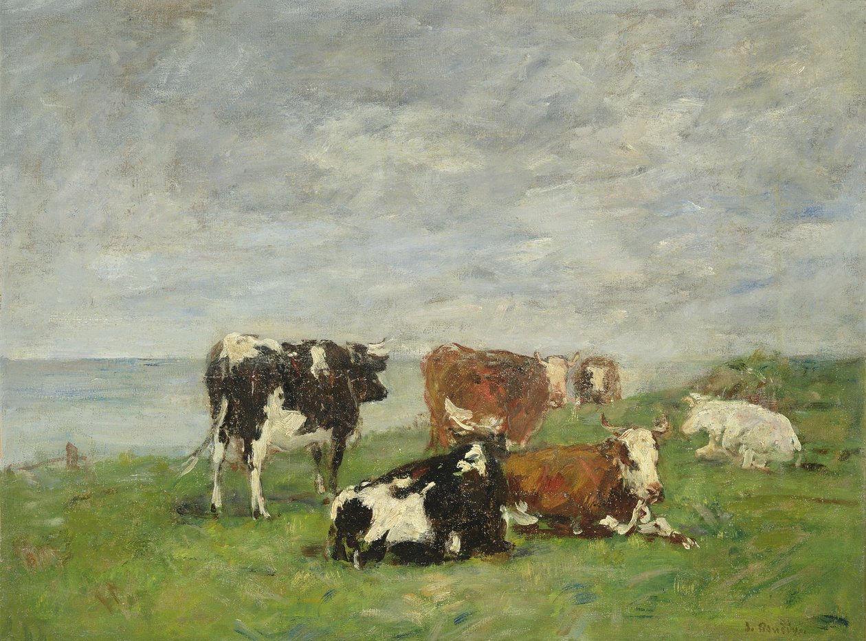 Weide aan de Kust, c.1880-85 door Eugene Louis Boudin