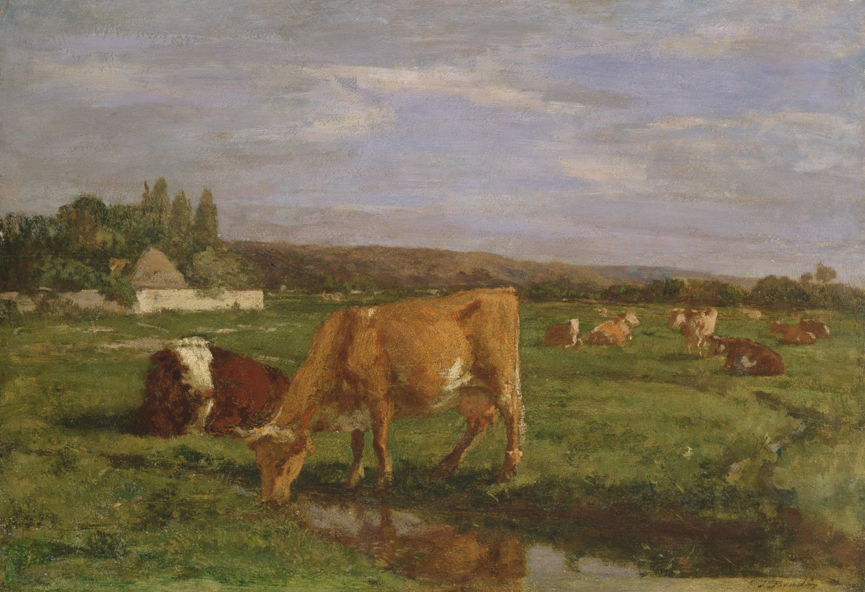De Vallei van de Touques, c.1858-62 door Eugene Louis Boudin