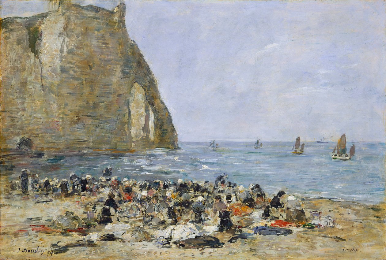 Wasvrouwen op het strand van Etretat, 1894 door Eugene Louis Boudin