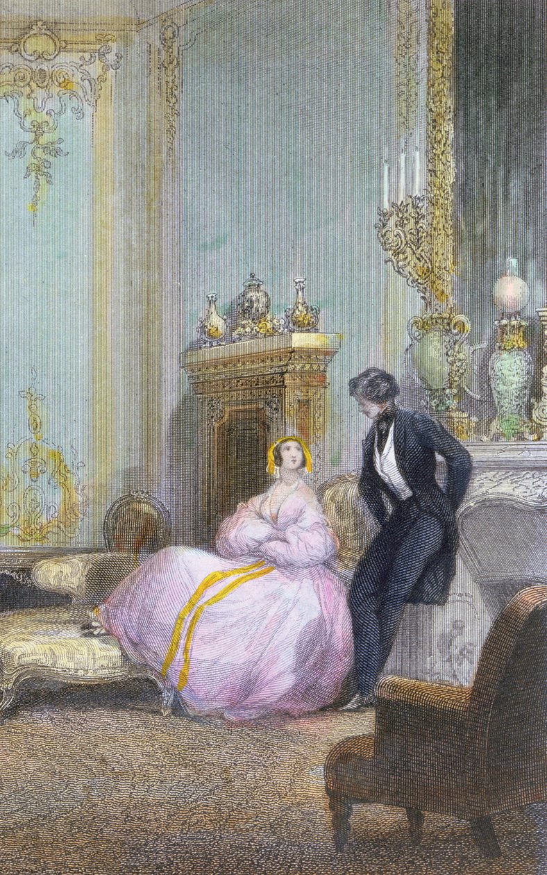 Koppel aan het praten, (detail) door Eugene Louis Lami