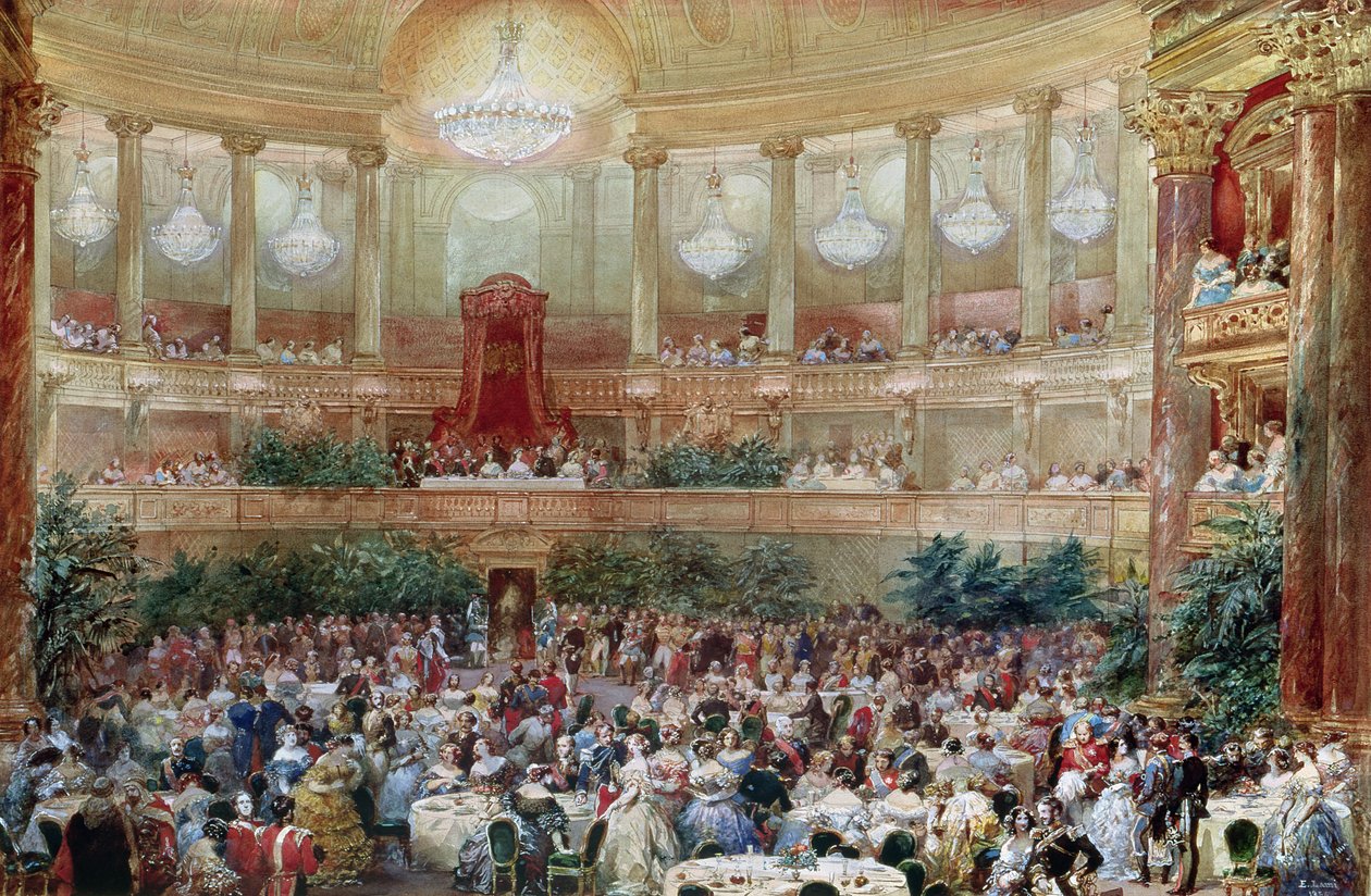 Diner in de Salle des Spectacles in Versailles, 1854 door Eugene-Louis Lami
