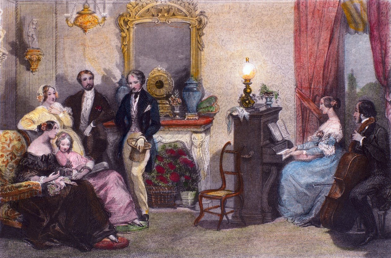 Familieconcert, Scène uit In de Zomer in Parijs door Jules Janin door Eugene Louis Lami