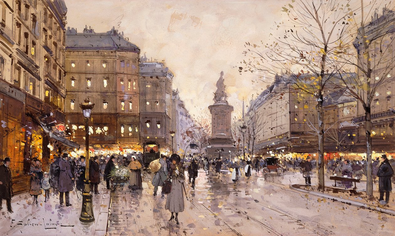 Een Herfstavond in Parijs door Eugene Galien Laloue