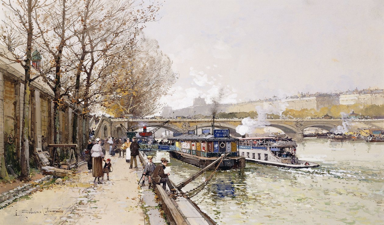 Aken op de Seine door Eugene Galien-Laloue