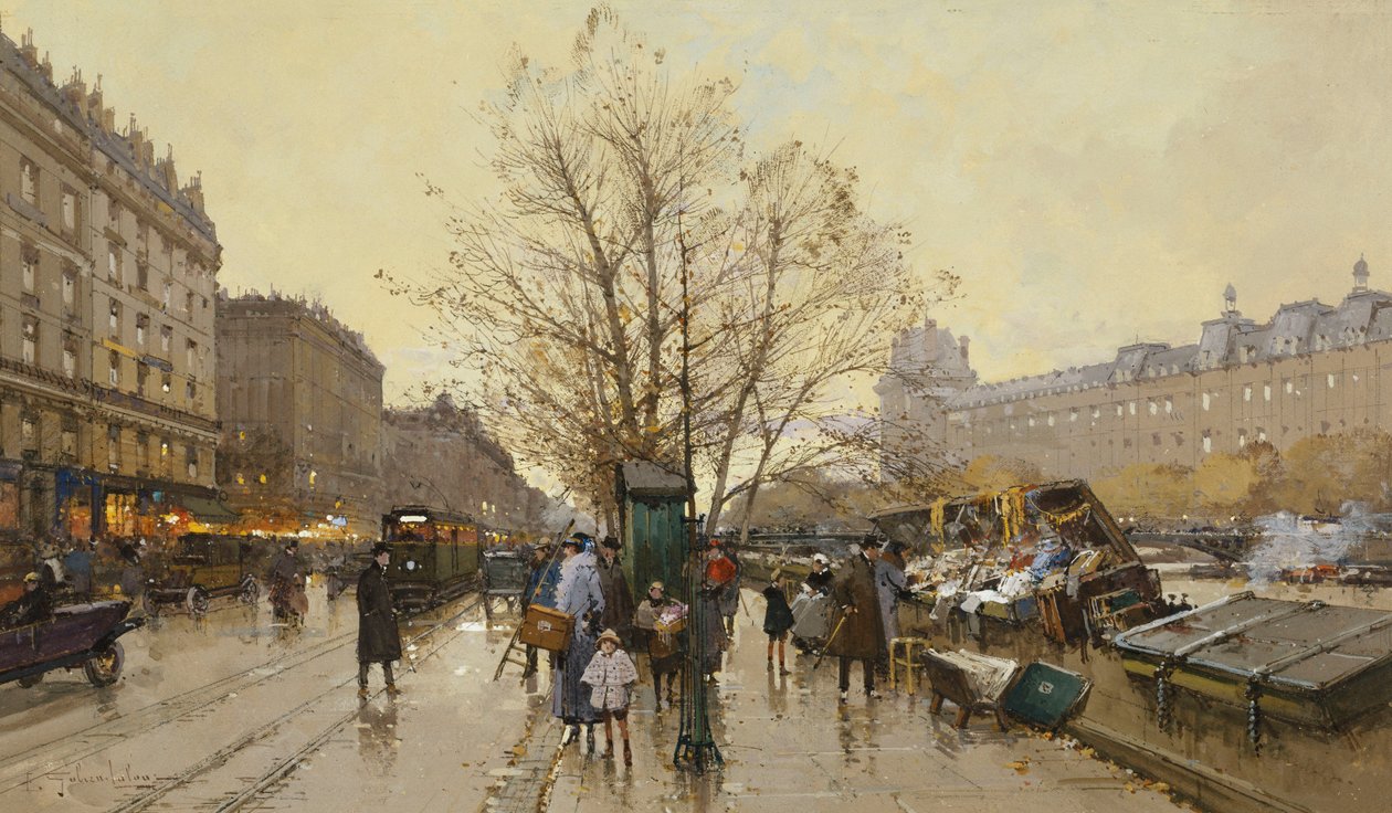 De Docks van Parijs door Eugene Galien Laloue